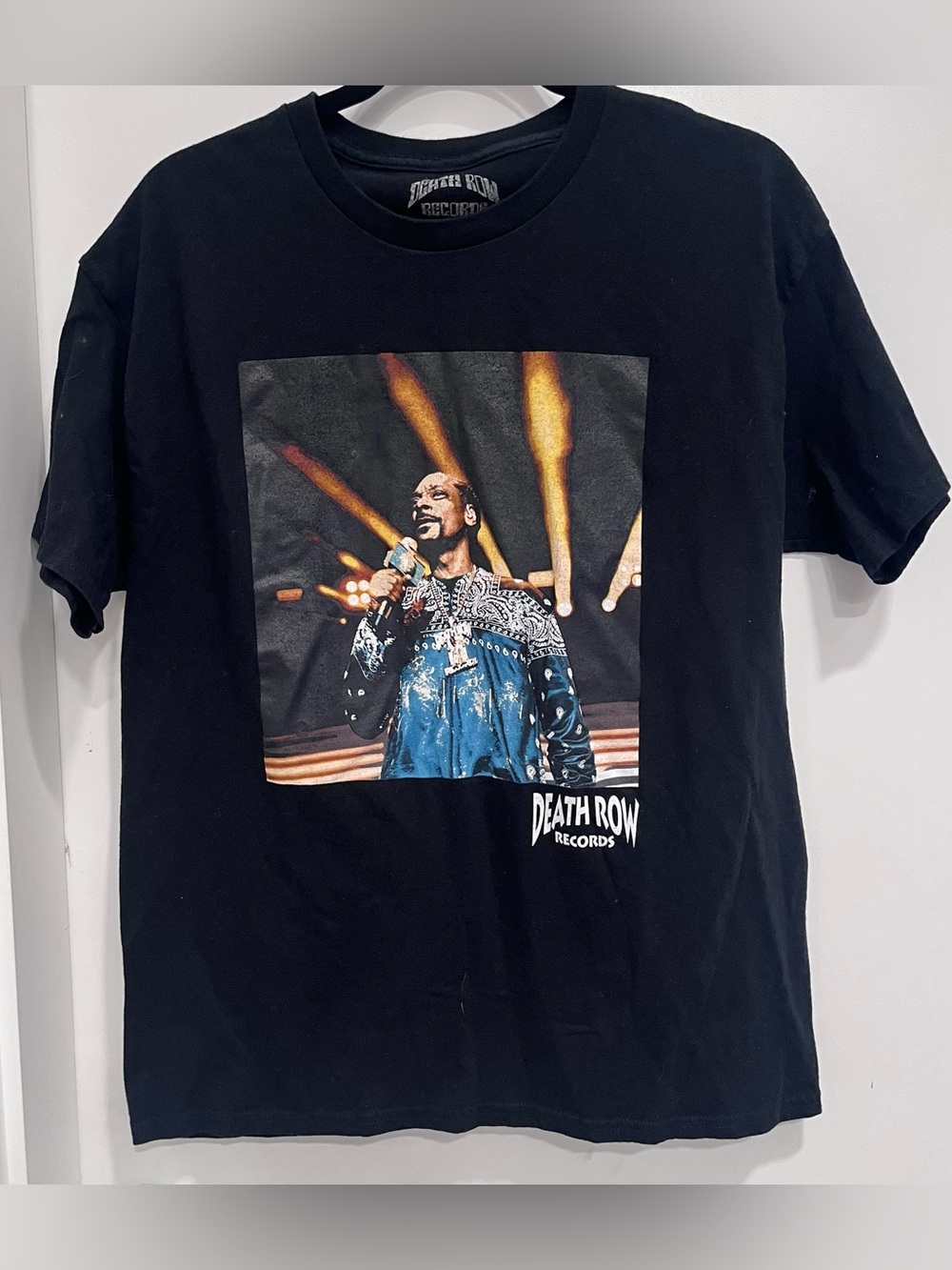 Death Row Records Black Graphic T-Shirt Snoop Dogg Rap Large Short Sleeve